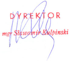 Podpis Dyrektora Sławomir Kulpinski